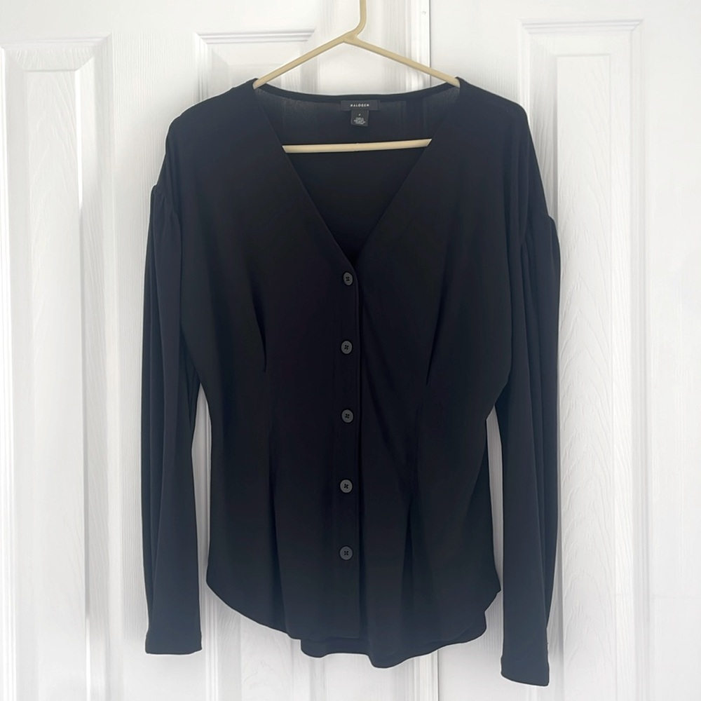 Halogen, long sleeved, black top
